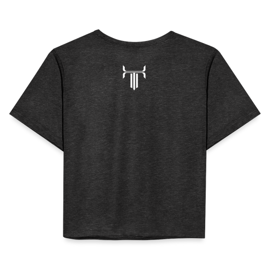 Fock Off Cropped T-Shirt - deep heather