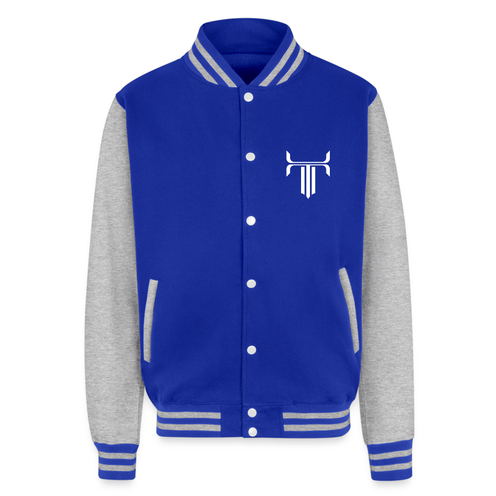 The Buff Ginger Letterman Jacket - royal/heather grey